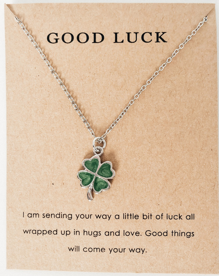 Four Leaf Clover Necklace,Made with Green Aventurine Jade for Faith Hope  Love and Luck 16 Inch Rope Chain - Walmart.com